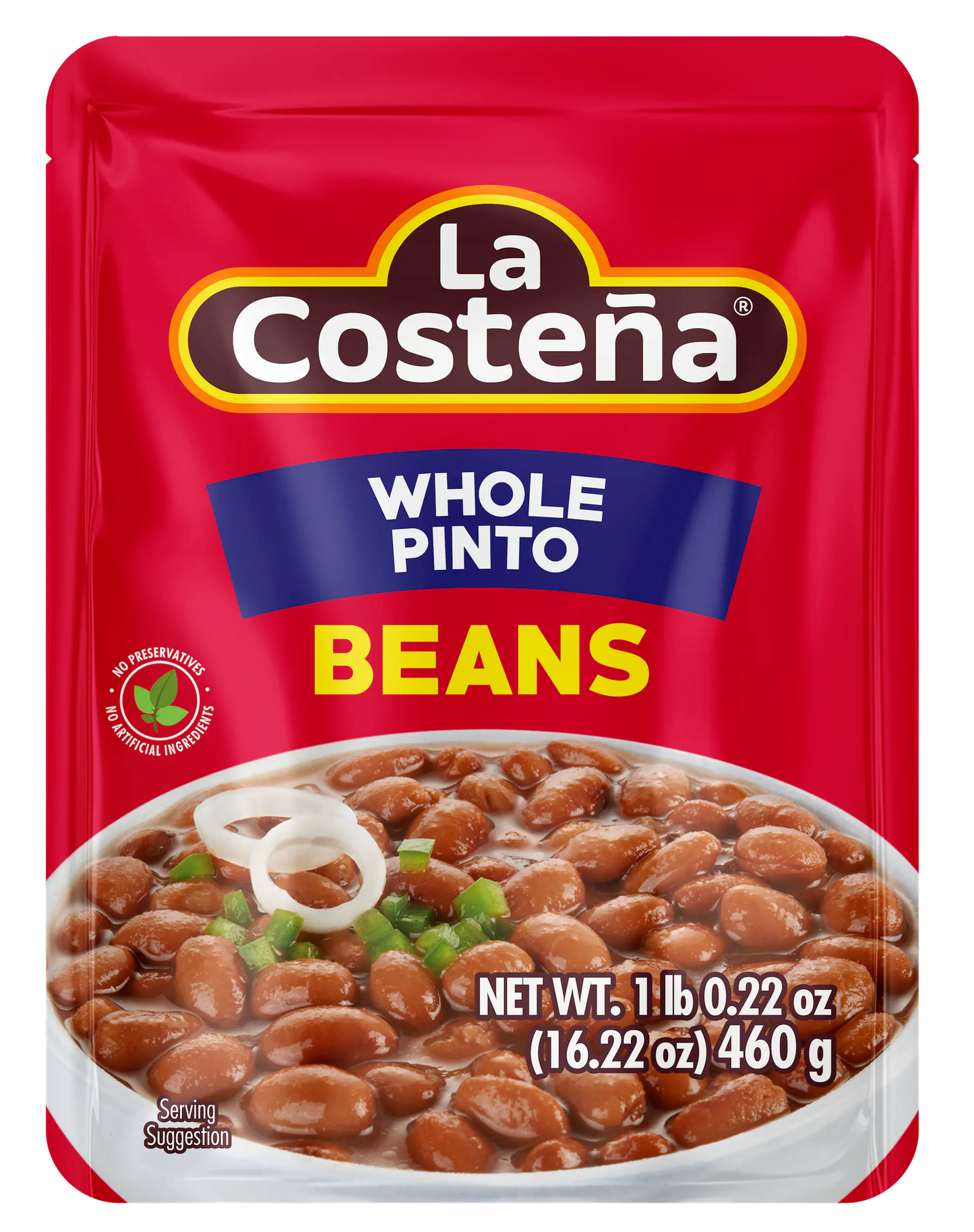 La Costeña Whole Pinto Beans, 16.22 Oz Microwaveable Pouch (Pack of 8)